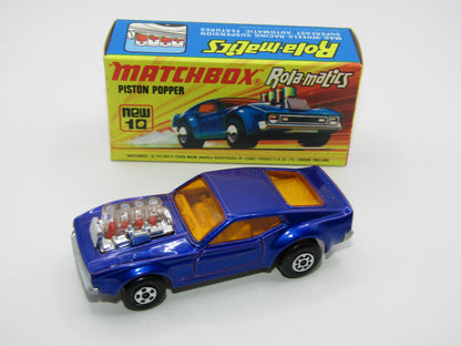 Matchbox Superfast 10B Piston Popper LIGHT Metallic Blue (looks Purple Blue), SILVER BASE