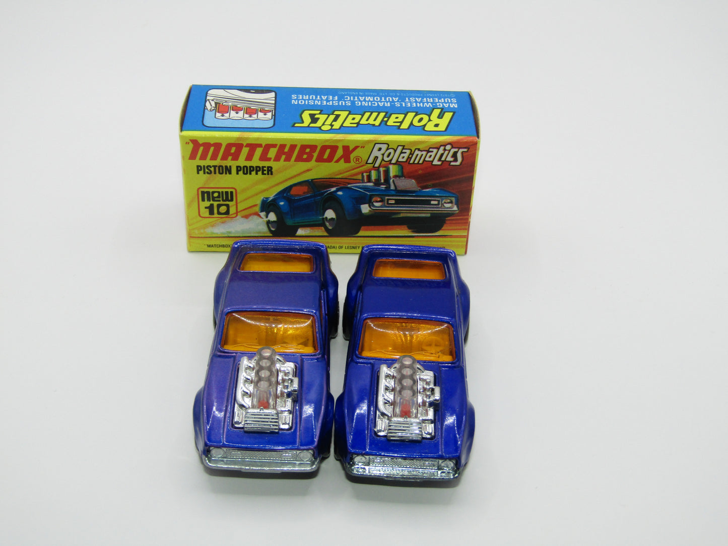 Matchbox Superfast 10B Piston Popper LIGHT Metallic Blue (looks Purple Blue), SILVER BASE