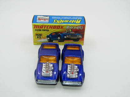 Matchbox Superfast 10B Piston Popper LIGHT Metallic Blue (looks Purple Blue), SILVER BASE