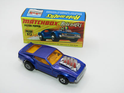 Matchbox Superfast 10B Piston Popper LIGHT Metallic Blue (looks Purple Blue), SILVER BASE
