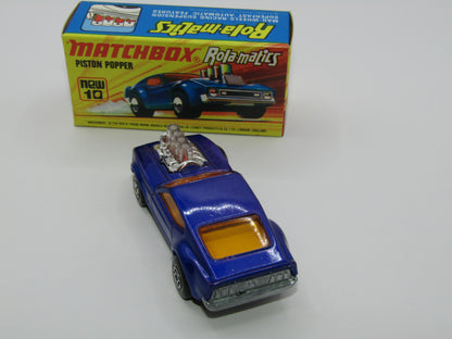 Matchbox Superfast 10B Piston Popper LIGHT Metallic Blue (looks Purple Blue), SILVER BASE