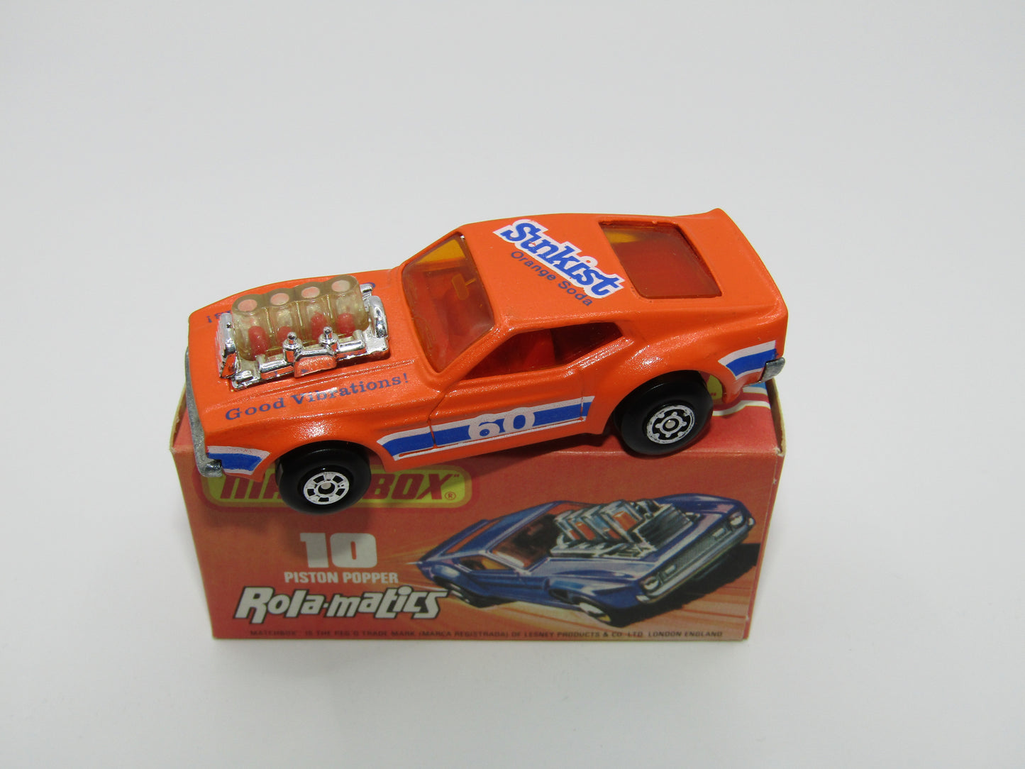 Matchbox Superfast 10B Piston Popper Sunkist ODD Textured Orange Paint Covering