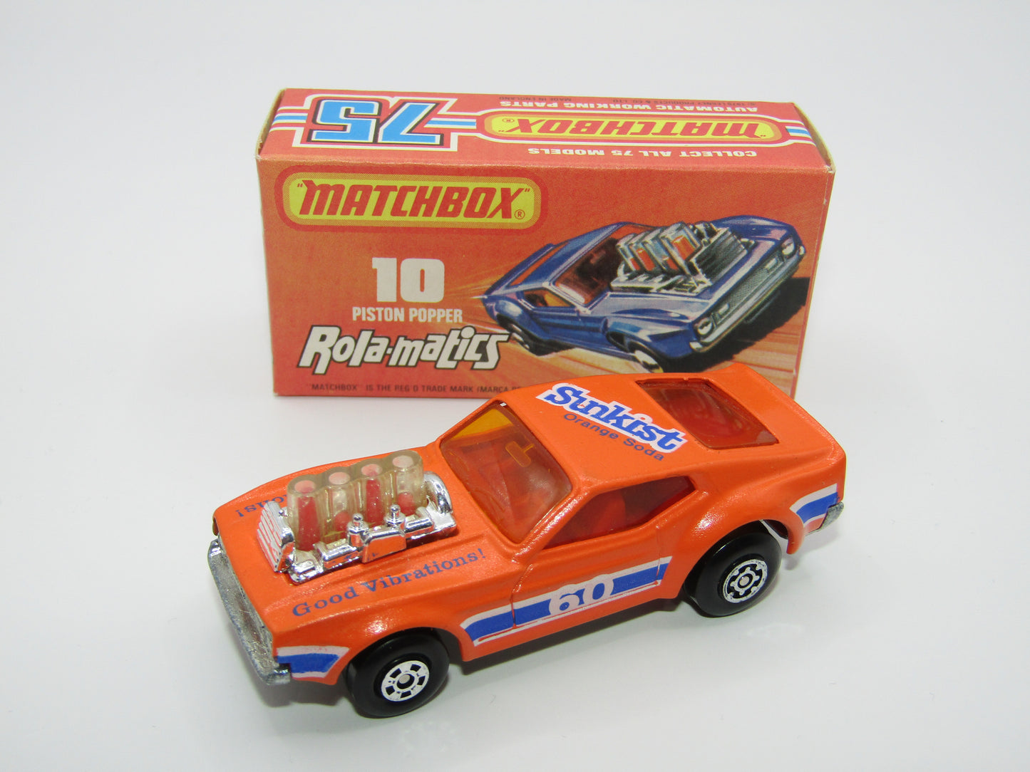 Matchbox Superfast 10B Piston Popper Sunkist ODD Textured Orange Paint Covering