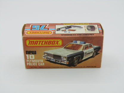 Matchbox Superfast 10C Plymouth Gran Fury Police & Shield Tampo GREEN Roof Lights, Amber Windows