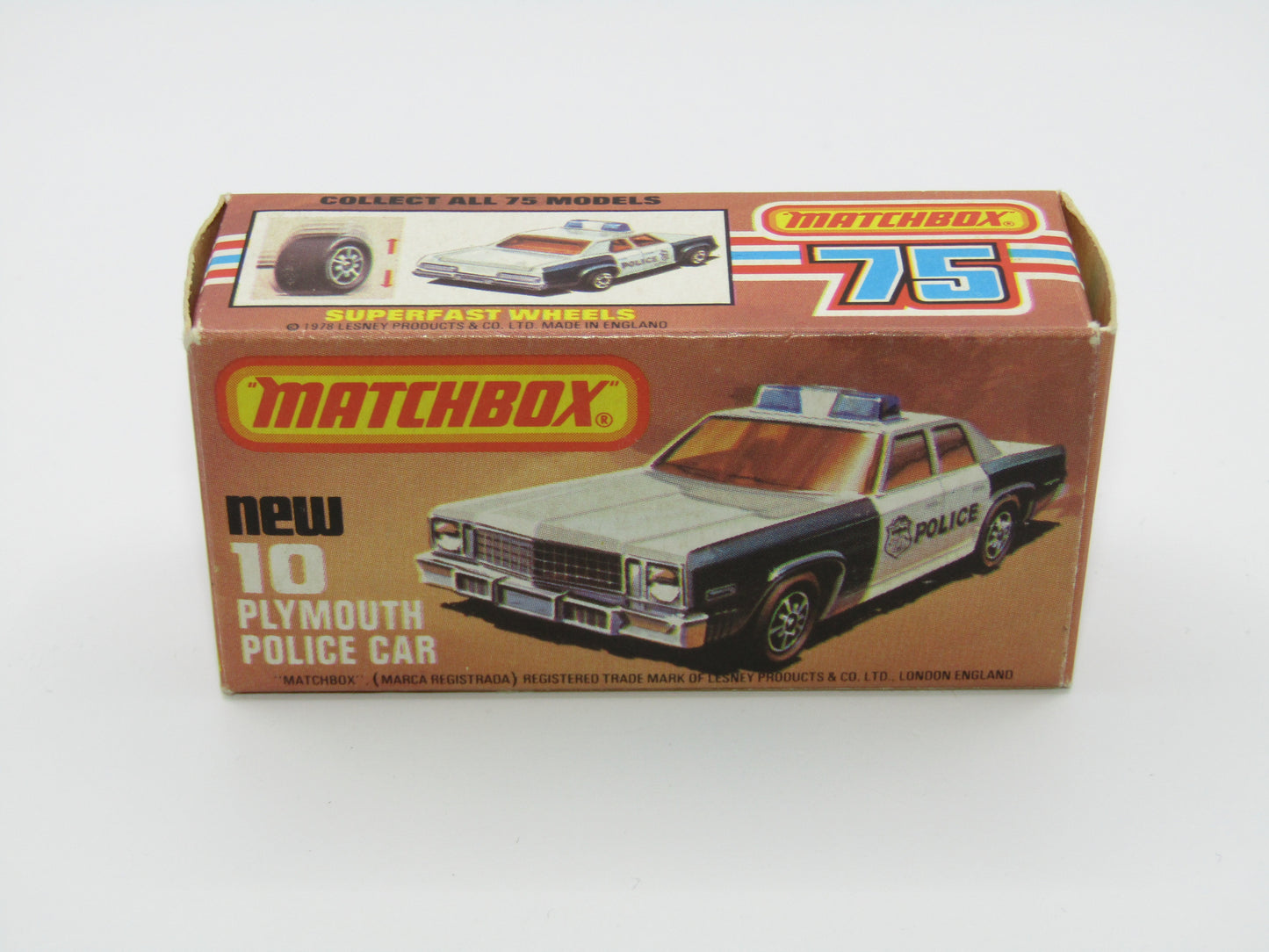 Matchbox Superfast 10C Plymouth Gran Fury Police & Shield Tampo GREEN Roof Lights, Amber Windows