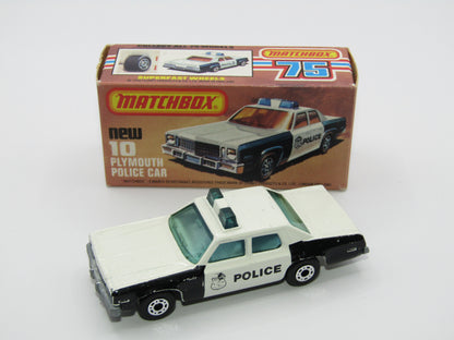 Matchbox Superfast 10C Plymouth Gran Fury Shield & Police Tampo Blue Green Windows