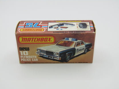 Matchbox Superfast 10C Plymouth Gran Fury Shield & Police Tampo Blue Green Windows