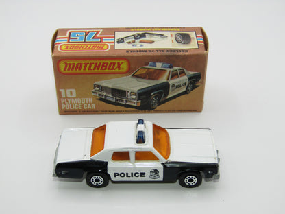 Matchbox Superfast 10C Plymouth Gran Fury Police & Shield Tampo DARK Amber Windows