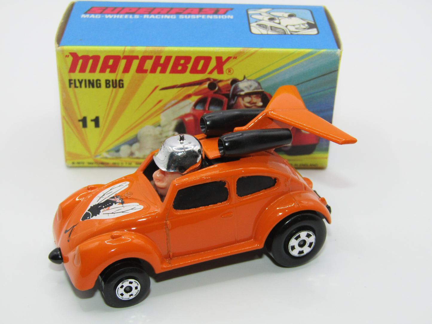 Matchbox Superfast RN IV Flying Beetle Orange 5 SPOKE SMALL SLOT Wheels