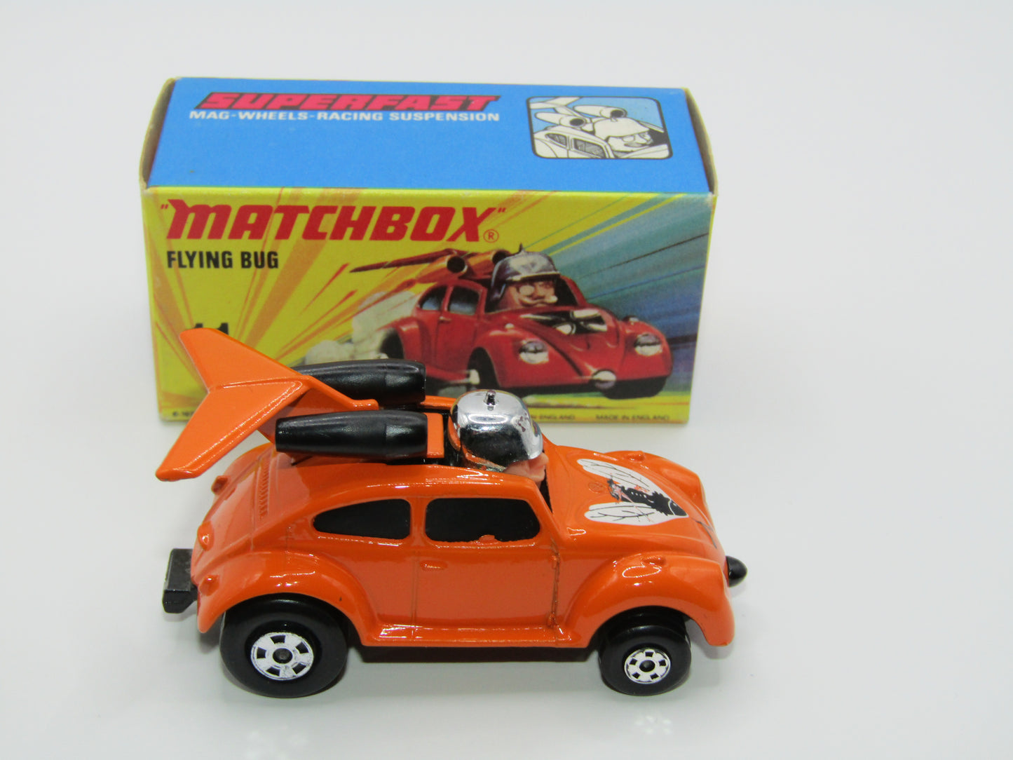 Matchbox Superfast RN IV Flying Beetle Orange 5 SPOKE SMALL SLOT Wheels
