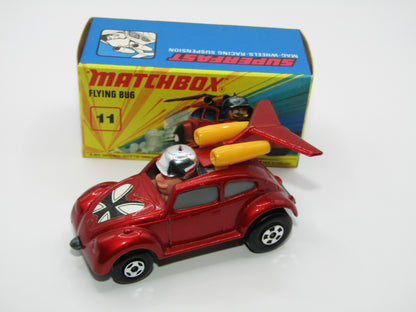 Matchbox Superfast No 11 Flying Bug 4 SPOKE Wheels Unpainted Base