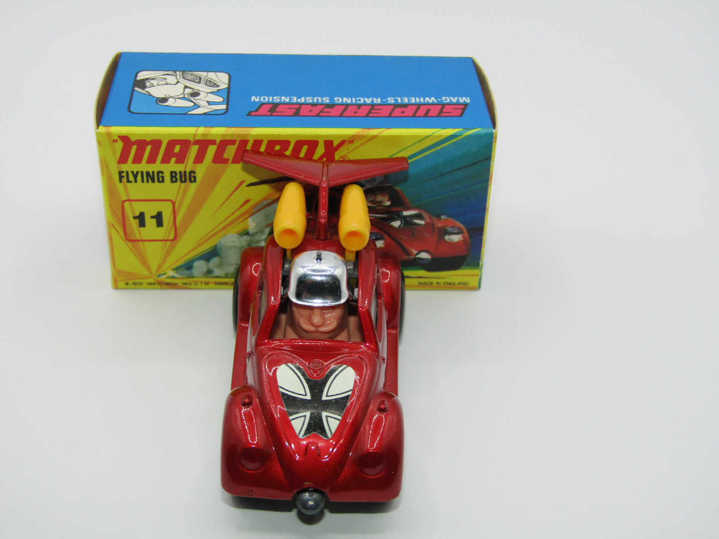 Matchbox Superfast No 11 Flying Bug 4 SPOKE Wheels Unpainted Base