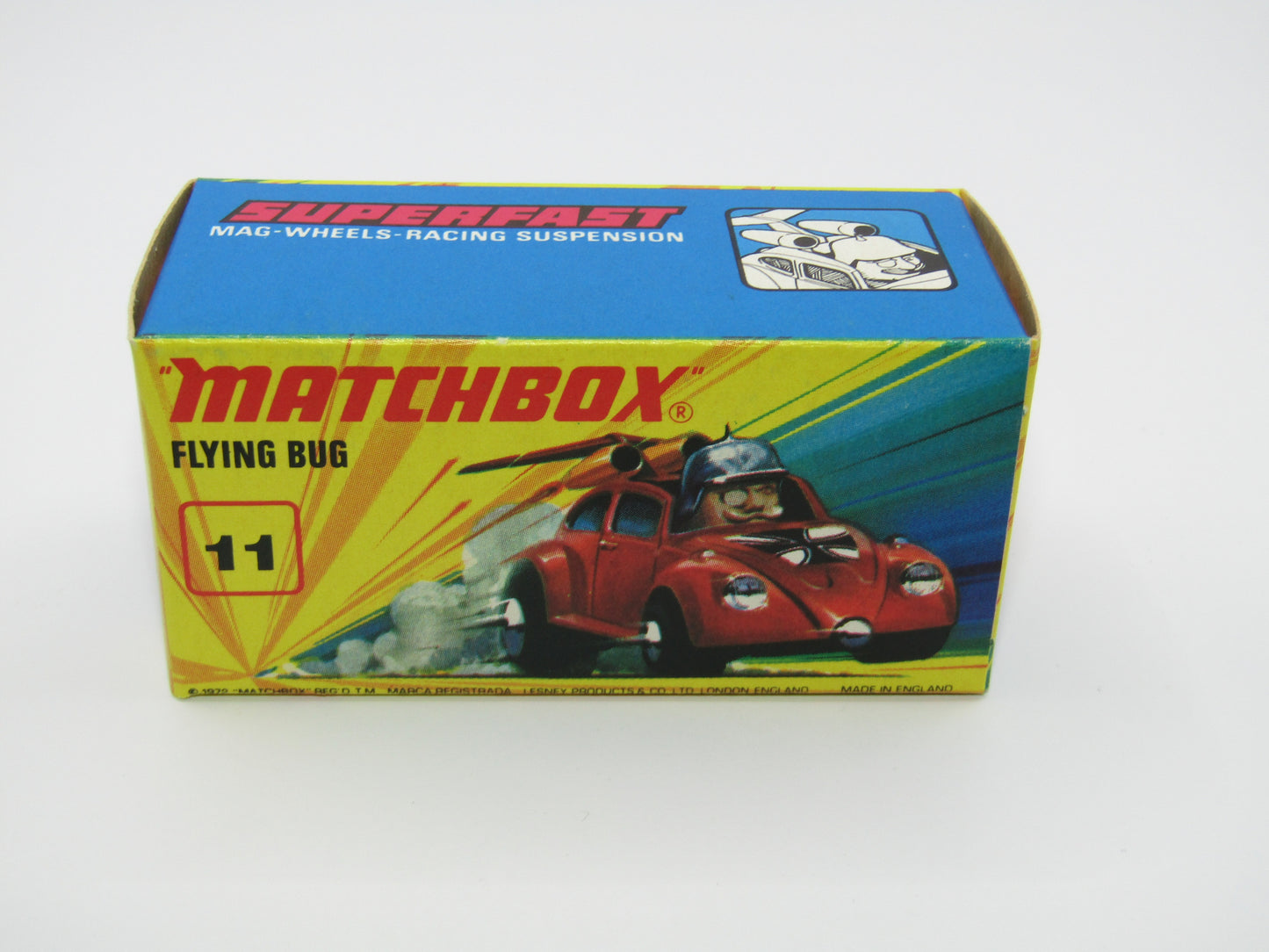 Matchbox Superfast No 11 Flying Bug 4 SPOKE Wheels Unpainted Base
