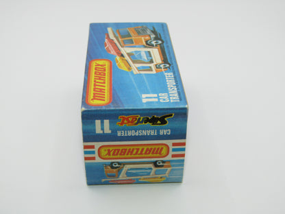 Matchbox Superfast No 11C Car Transporter Orange VERY DARK BLUE Car Black Base