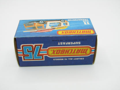 Matchbox Superfast No 11C Car Transporter Orange VERY DARK BLUE Car Black Base
