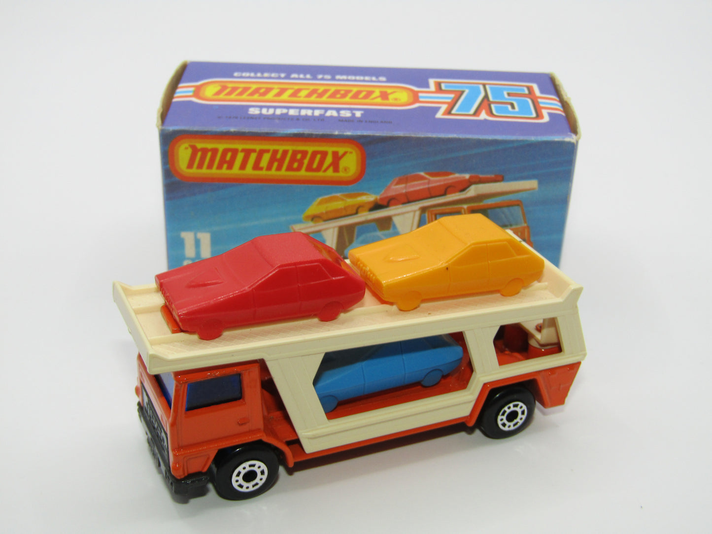 Matchbox Superfast No 11C Car Transporter Orange GREY BASE Dot Dash Wheels