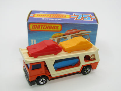 Matchbox Superfast No 11C Car Transporter Orange GREY BASE Dot Dash Wheels