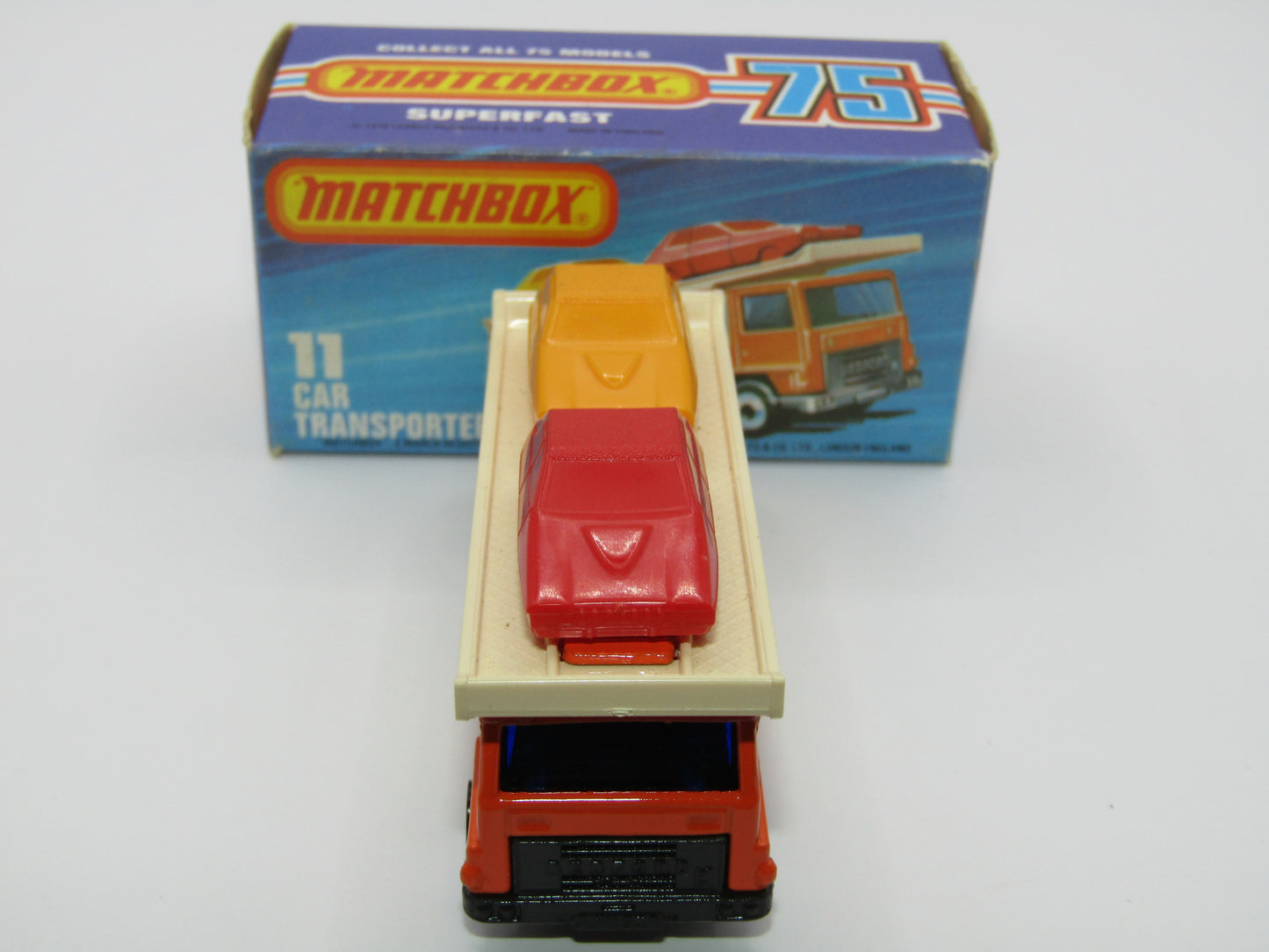 Matchbox Superfast No 11C Car Transporter Orange GREY BASE Dot Dash Wheels