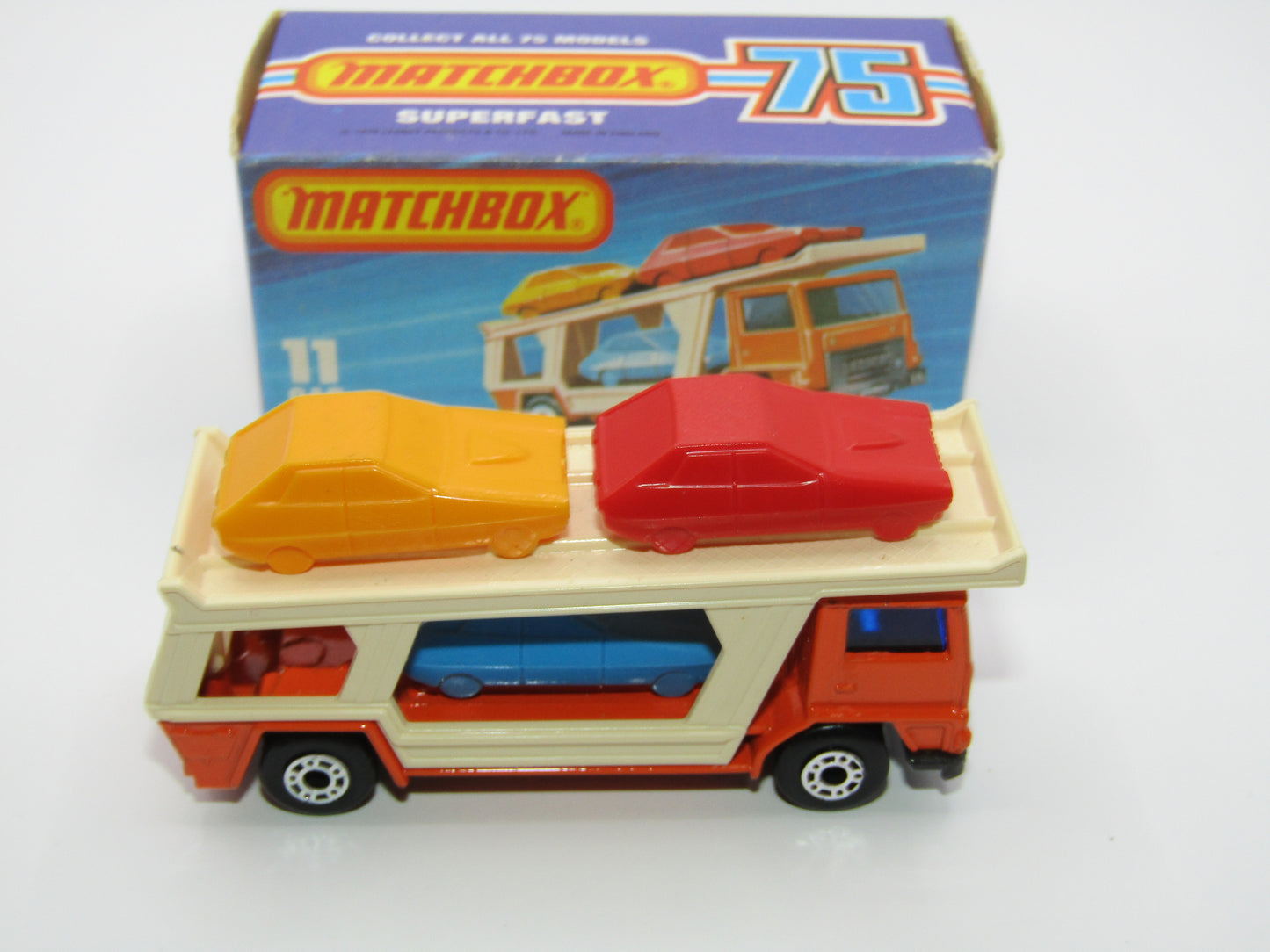 Matchbox Superfast No 11C Car Transporter Orange GREY BASE Dot Dash Wheels