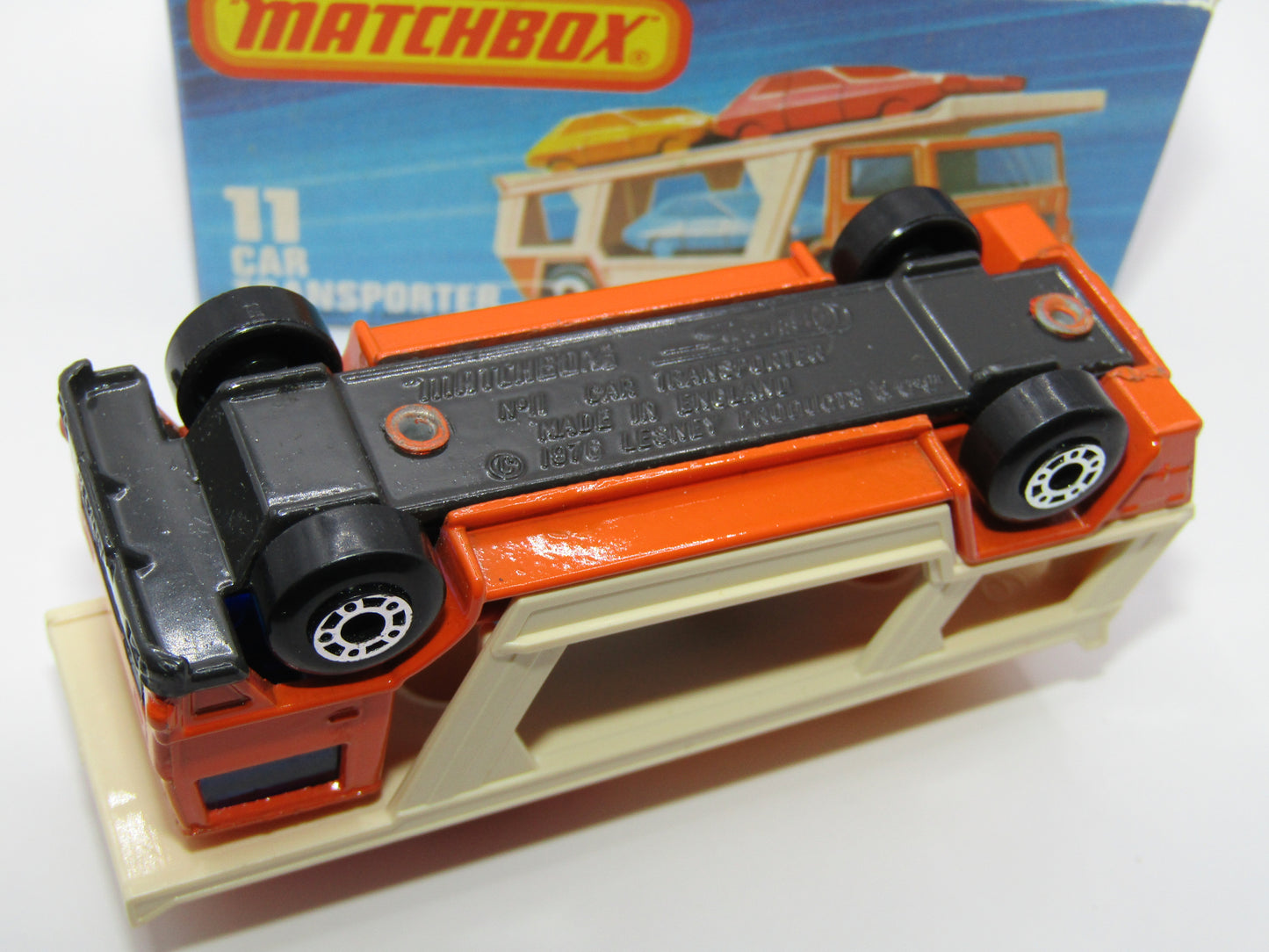 Matchbox Superfast No 11C Car Transporter Orange GREY BASE Dot Dash Wheels