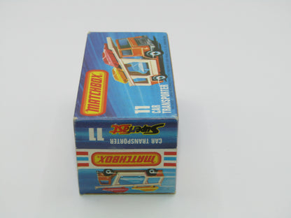 Matchbox Superfast No 11C Car Transporter Red, DARK BLUE Car, Rare on Red Transporter