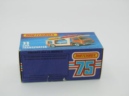 Matchbox Superfast No 11C Car Transporter Red, PURPLE Windows, BLACK HUBS, Unpainted Base