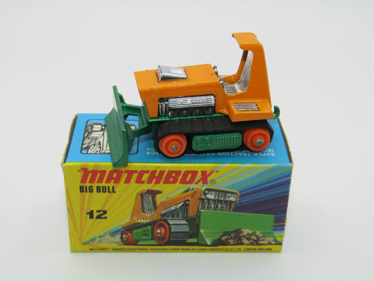Matchbox Superfast No 12C Big Bull DARK METALLIC GREEN Orange Rollers