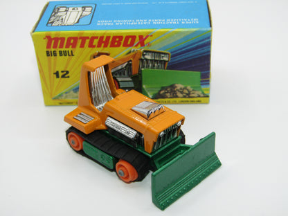 Matchbox Superfast No 12C Big Bull DARK METALLIC GREEN Orange Rollers