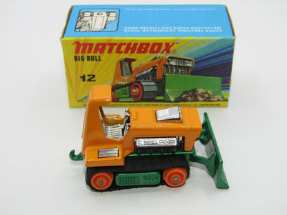Matchbox Superfast No 12C Big Bull DARK METALLIC GREEN Orange Rollers