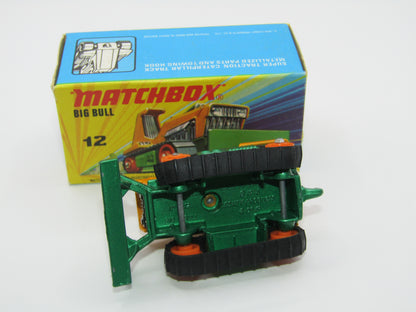 Matchbox Superfast No 12C Big Bull DARK METALLIC GREEN Orange Rollers