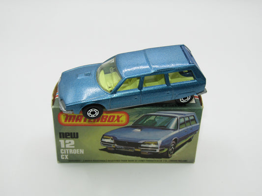Matchbox Superfast No 12D Citroen CX PETROL BLUE, Light Yellow Interior, Silver Base