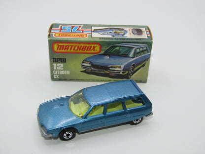 Matchbox Superfast No 12D Citroen CX PETROL BLUE, Light Yellow Interior, Silver Base