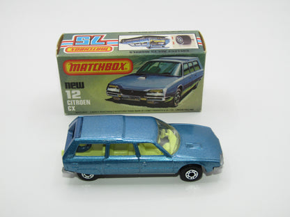Matchbox Superfast No 12D Citroen CX PETROL BLUE, Light Yellow Interior, Silver Base