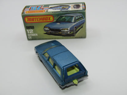 Matchbox Superfast No 12D Citroen CX PETROL BLUE, Light Yellow Interior, Silver Base