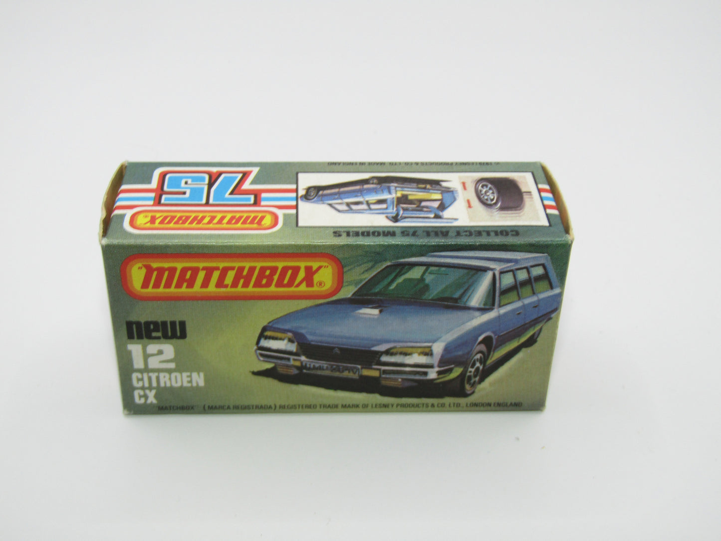 Matchbox Superfast No 12D Citroen CX PETROL BLUE, Light Yellow Interior, Silver Base