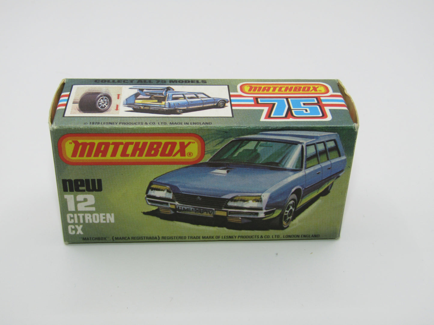Matchbox Superfast No 12D Citroen CX PETROL BLUE, Light Yellow Interior, Silver Base