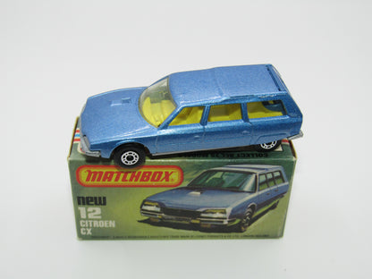 Matchbox Superfast No 12D Citroen CX Medium Metallic Blue DARK YELLOW Interior, Silver Base