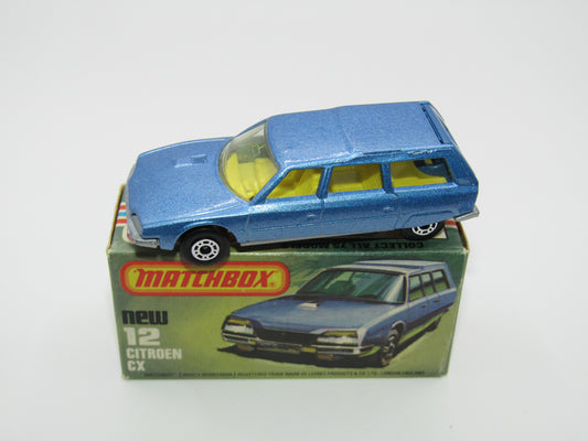 Matchbox Superfast No 12D Citroen CX Medium Metallic Blue DARK YELLOW Interior, Silver Base