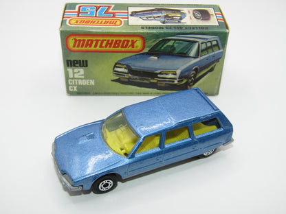Matchbox Superfast No 12D Citroen CX Medium Metallic Blue DARK YELLOW Interior, Silver Base