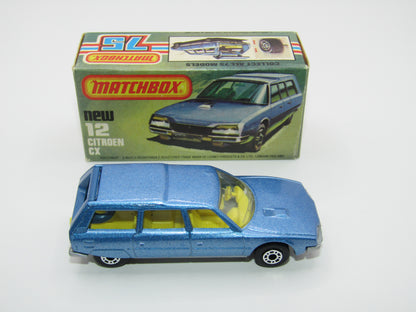 Matchbox Superfast No 12D Citroen CX Medium Metallic Blue DARK YELLOW Interior, Silver Base