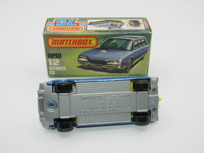 Matchbox Superfast No 12D Citroen CX Medium Metallic Blue DARK YELLOW Interior, Silver Base