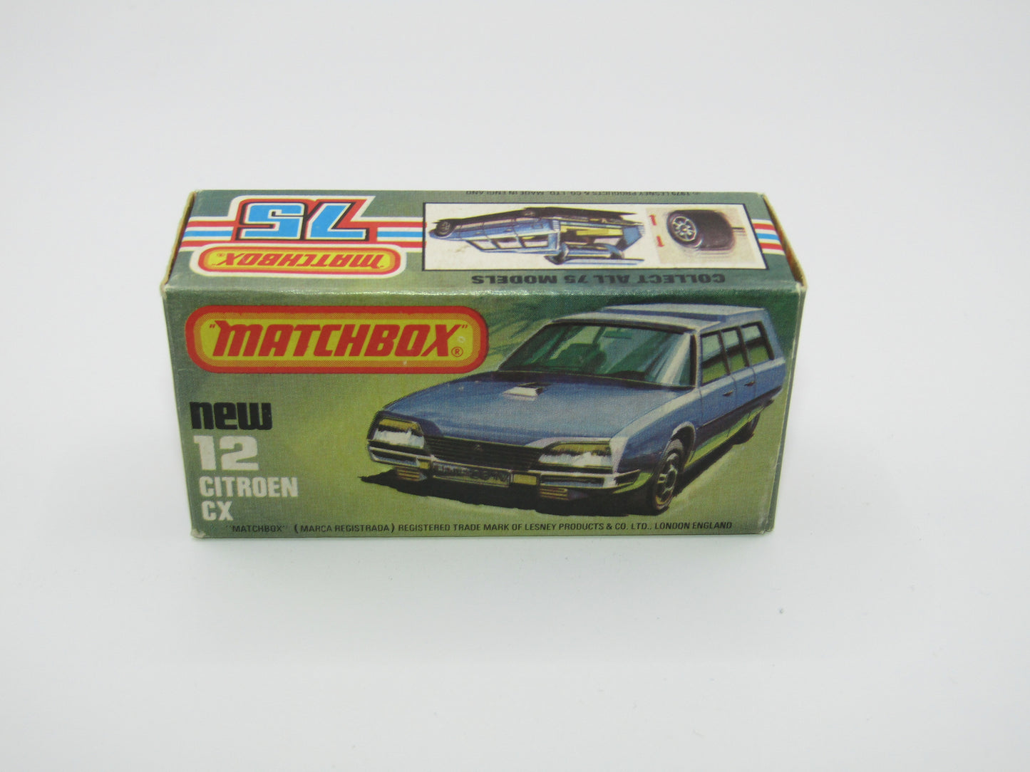 Matchbox Superfast No 12D Citroen CX Medium Metallic Blue DARK YELLOW Interior, Silver Base