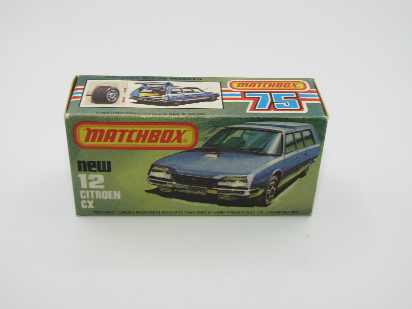 Matchbox Superfast No 12D Citroen CX Medium Metallic Blue DARK YELLOW Interior, Silver Base