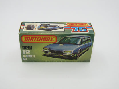 Matchbox Superfast No 12D Citroen CX Medium Metallic Blue DARK YELLOW Interior, Silver Base