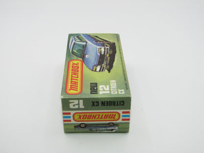 Matchbox Superfast No 12D Citroen CX Medium Metallic Blue DARK YELLOW Interior, Silver Base