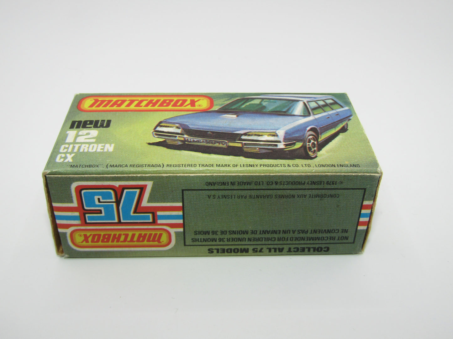 Matchbox Superfast No 12D Citroen CX Medium Metallic Blue DARK YELLOW Interior, Silver Base