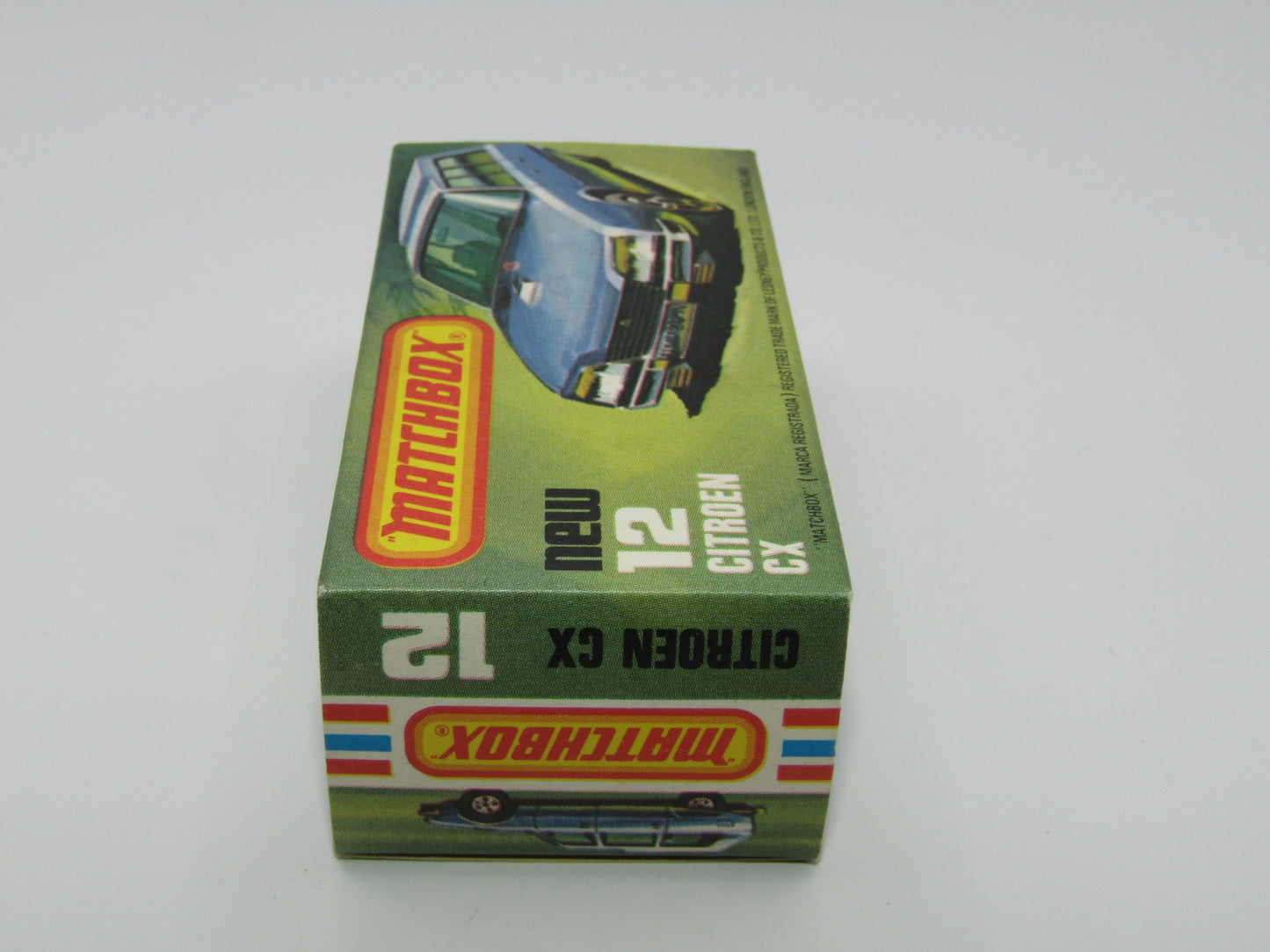 Matchbox Superfast No 12D Citroen CX Medium Metallic Blue, BLUE WINDOWS, Light Yellow Interior, Silver Base