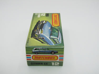 Matchbox Superfast No 12D Citroen CX Medium Metallic Blue, BLUE WINDOWS, Light Yellow Interior, Silver Base