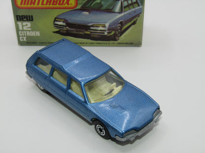 Matchbox Superfast No 12D Citroen CX Medium Metallic Blue, IVORY Interior, Silver Base