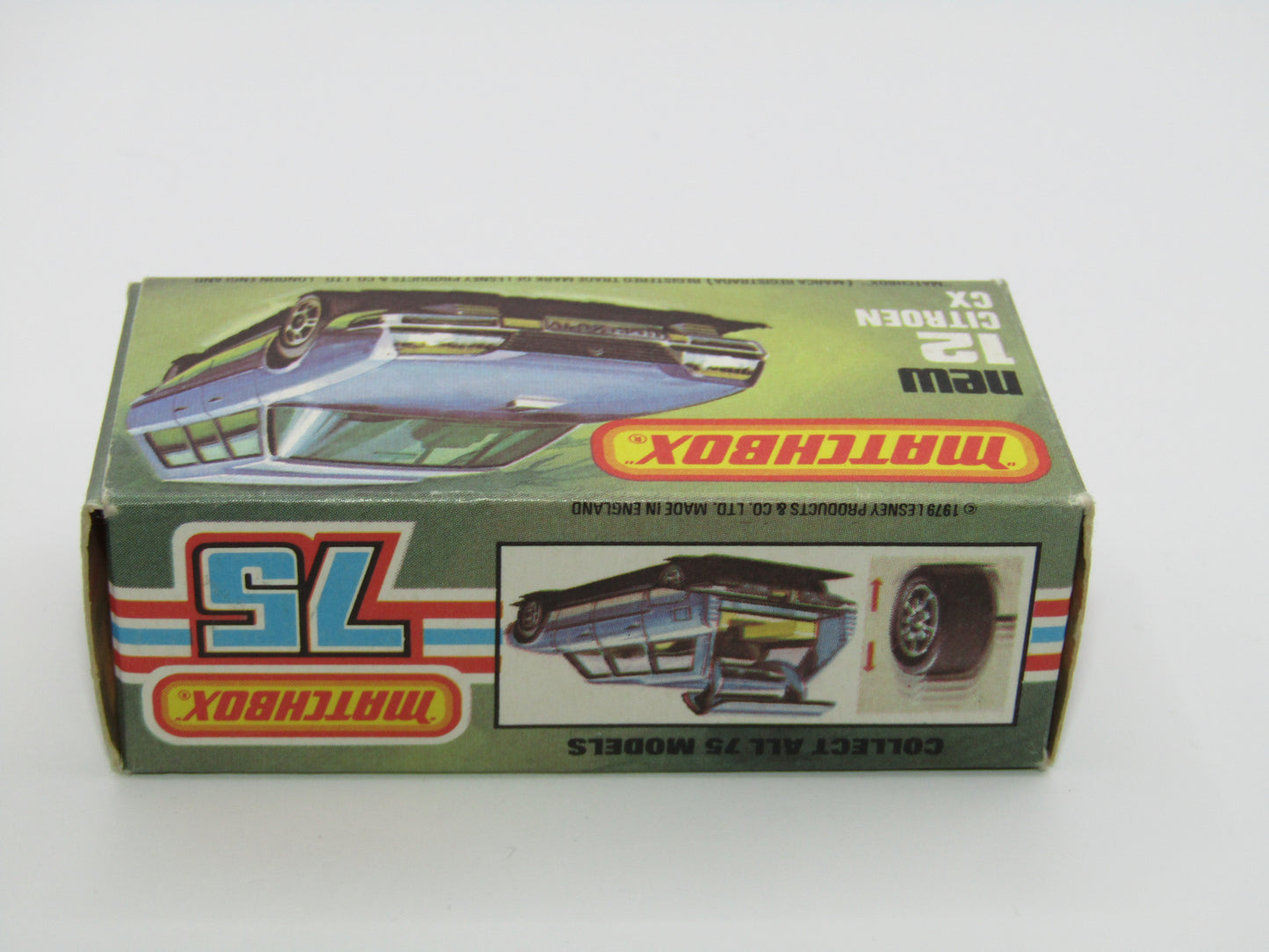 Matchbox Superfast No 12D Citroen CX Medium Metallic Blue, IVORY Interior, Silver Base